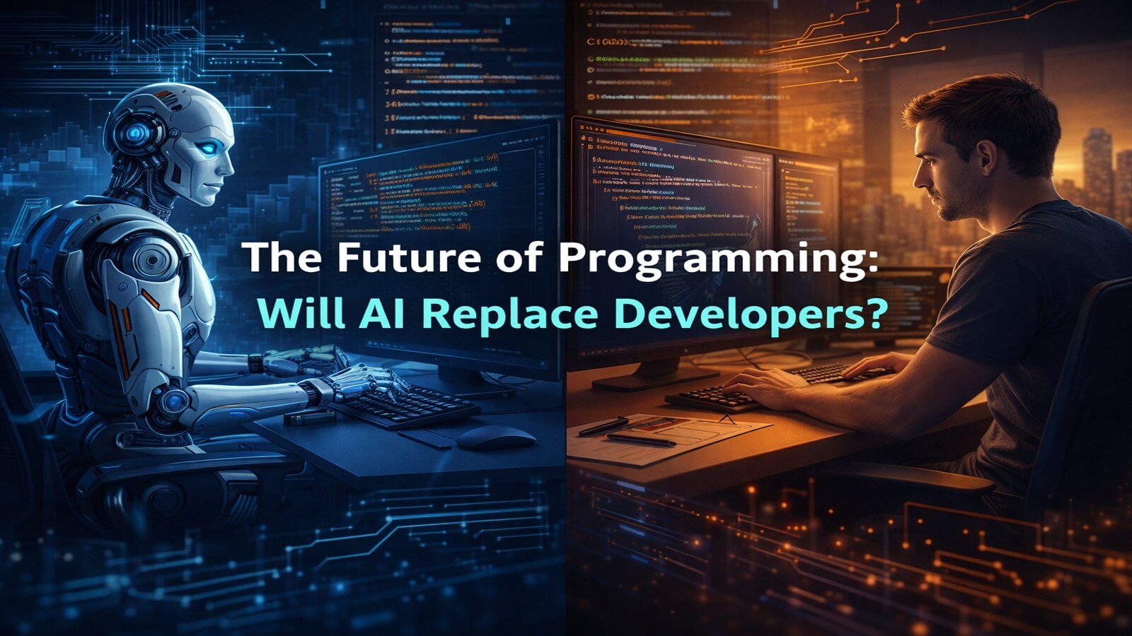 AI coding alongside human developers, representing the future of programming